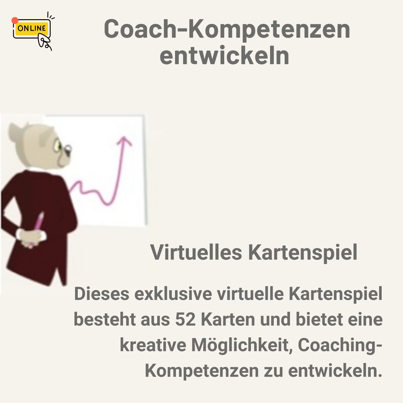 Ein virtuelles Kartenspiel mit 52 Karten, um in allen Coaching-Sitzungen erfolgreich zu sein