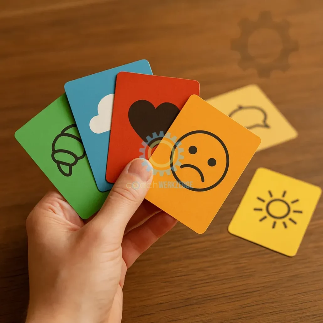 Lerne, wie Gefühls‑ und Bedürfniskarten Dir und Deinen Klienten helfen, Emotionen zu erkennen und Bedürfnisse klar zu benennen – für mehr Tiefe im Coaching.