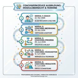 Modul 1: Coach: 22. Mai 2026 Modul 2: Coaching-Beziehung: 29. Mai 2026 Modul 3: Coaching-Prozess: 05. Juni 2026 Modul 4: Coaching-Fähigkeiten: 12. Juni 2026 Modul 5: Coaching-Resultate: 19. Juni 2026